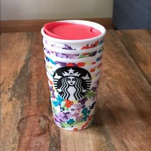 Starbucks Floral Double Wall Ceramic Travel Mug